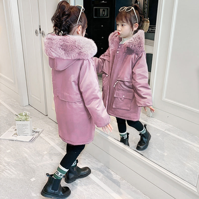 Girls' Fleece-Lined Hooded Coat