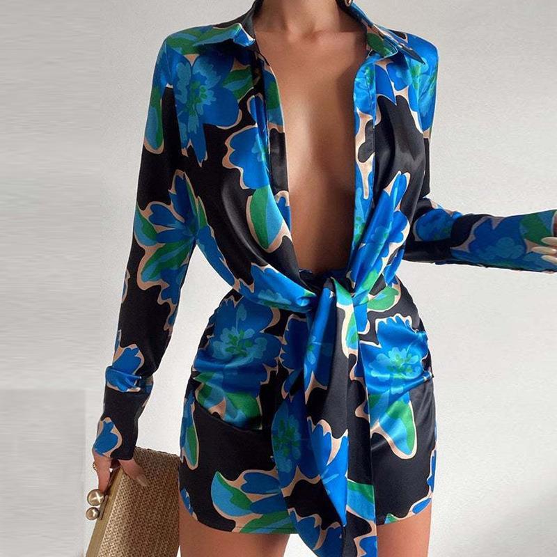 Lapel Print Dress