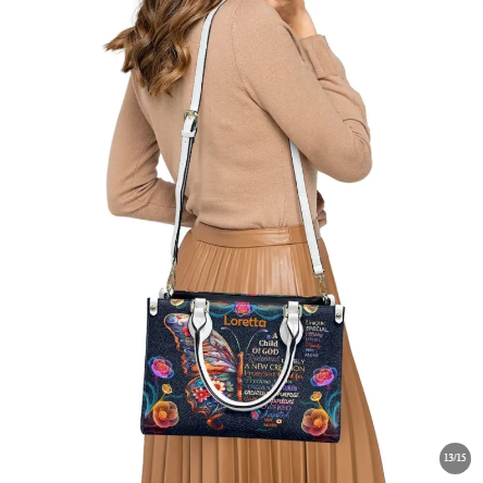 Butterfly Print Leather Handbag