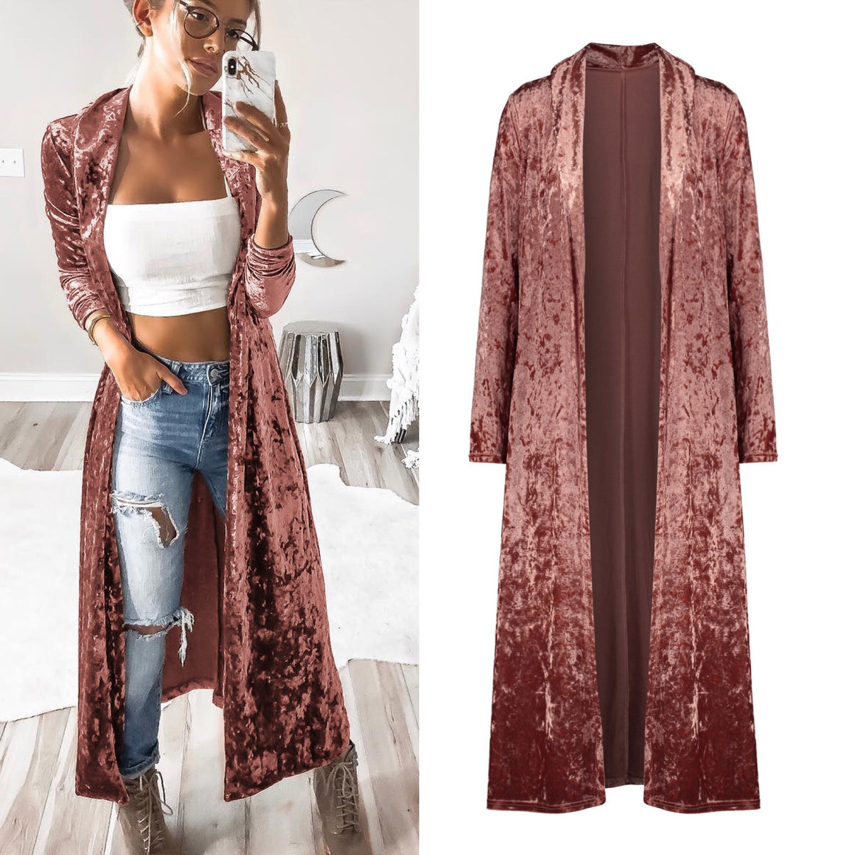 Velvet Long Cardigan
