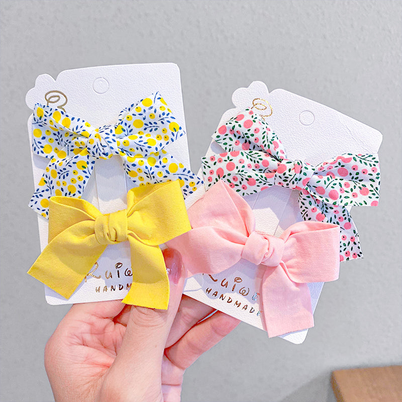 Girls' Floral Bow Hair Clip Set