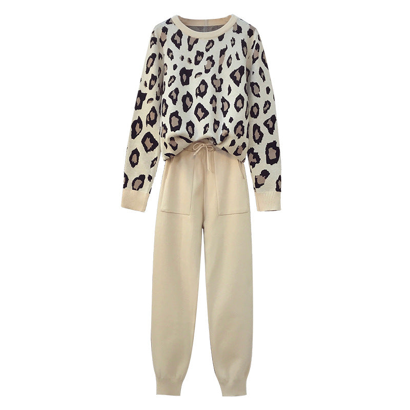 Leopard Knit Sweater & Pants Set