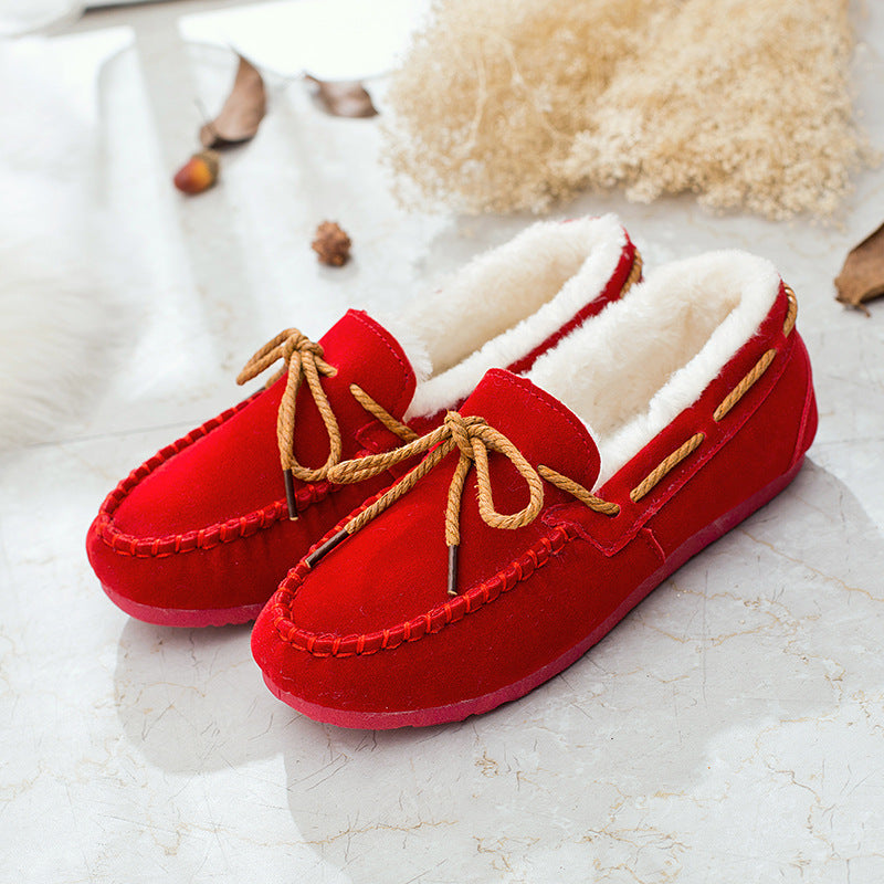 Faux Suede Bow Moccasins