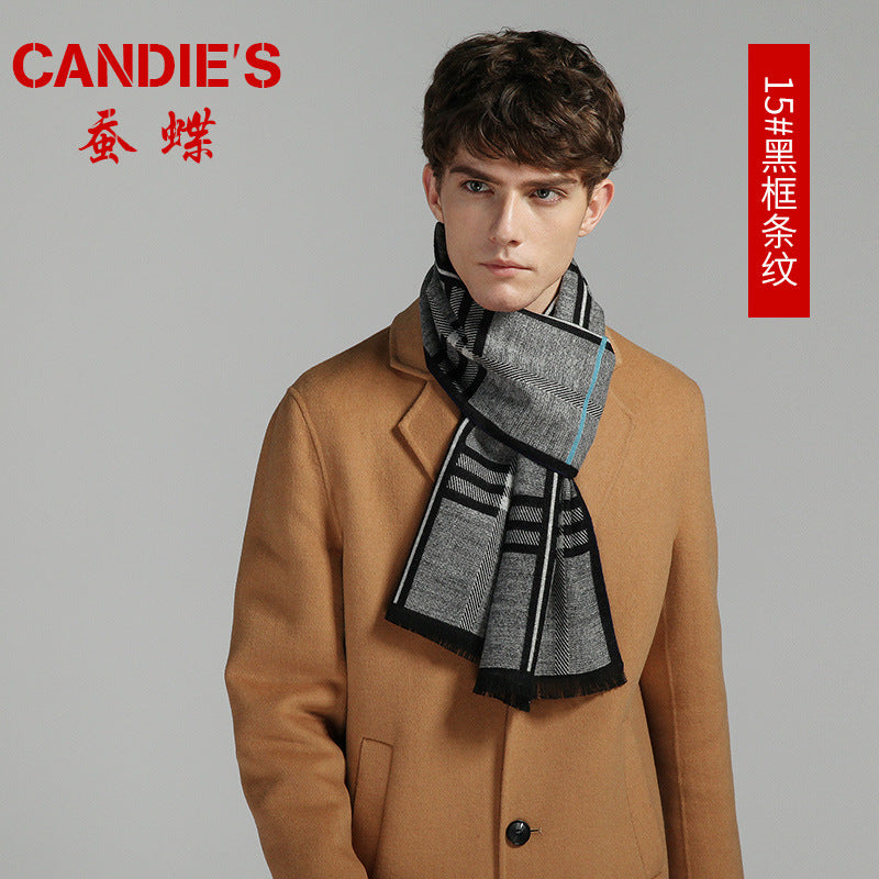Men's Plaid Cashmere-Feel Scarf