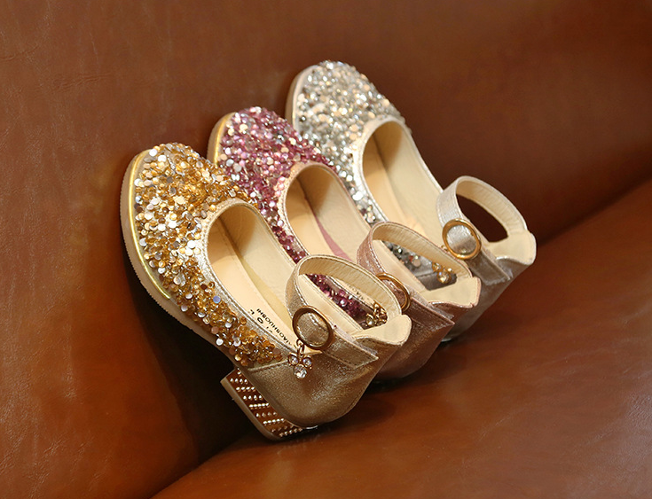 Girls' Glitter Ankle Strap Shoes