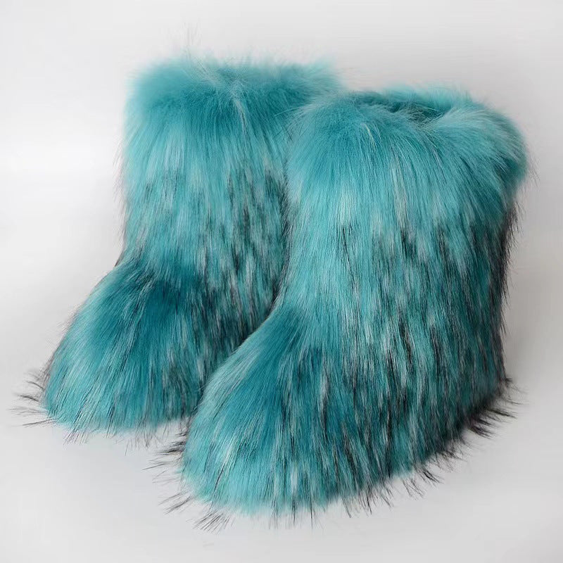 Fashionable Thick Plush Winter Knee-High Boots for Women