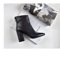 Gray Chunky Heeled Ankle Boots for Women