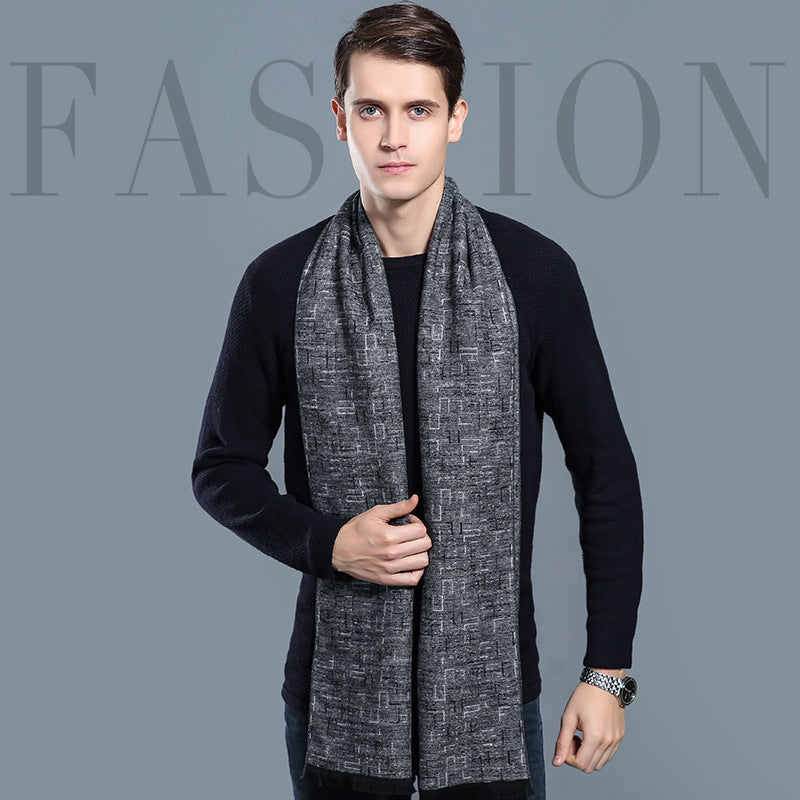 Men's Plaid Cashmere-Feel Scarf