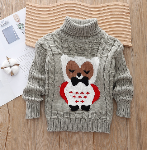 Kids' Owl Mock Neck Sweater