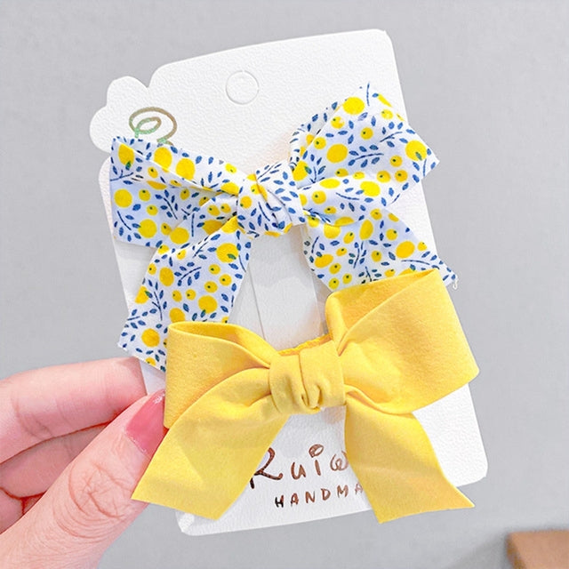 Girls' Floral Bow Hair Clip Set