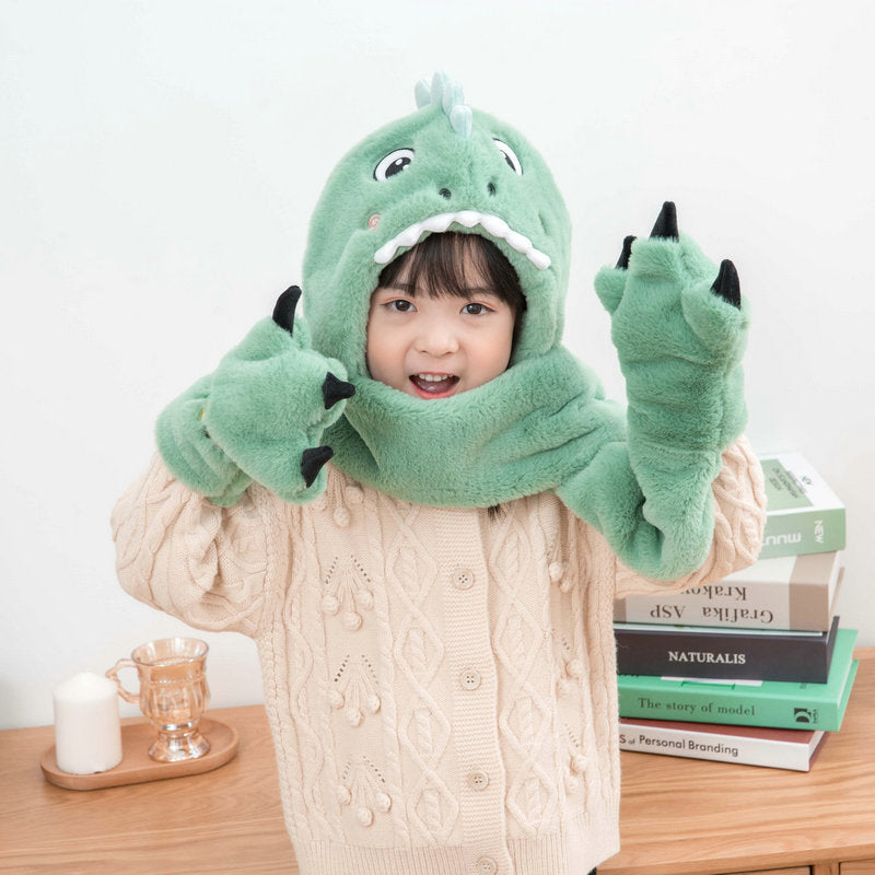 Kids' Dinosaur Hat & Scarf Set