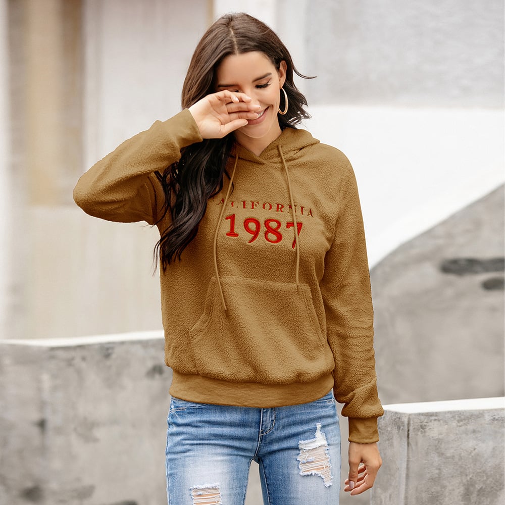 Embroidered Plush Hoodie