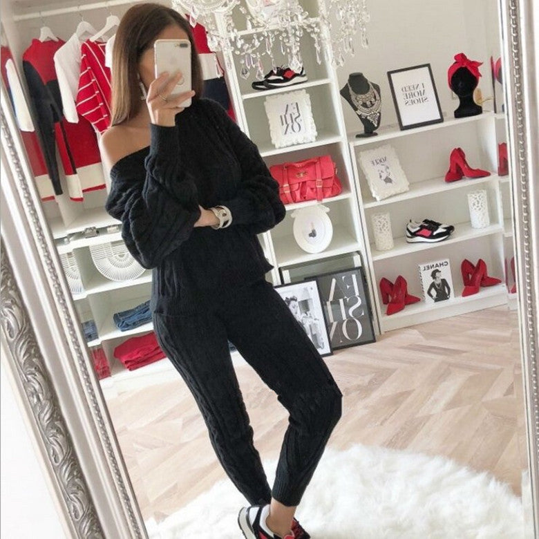 One-Shoulder Sweater Set