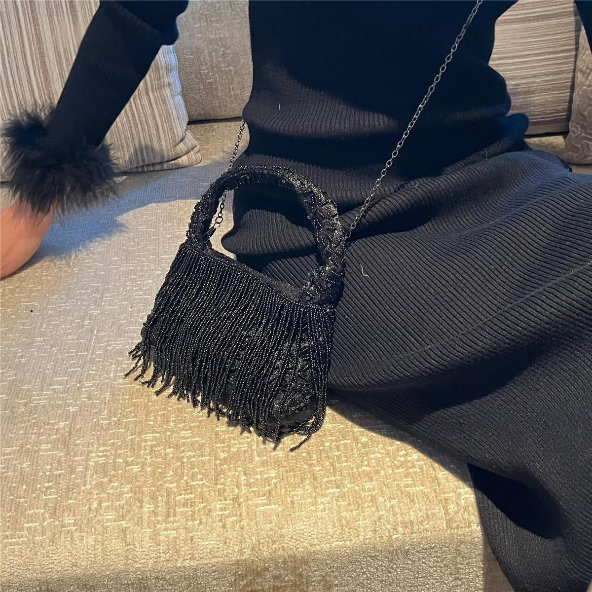 Beaded Tassel Tote
