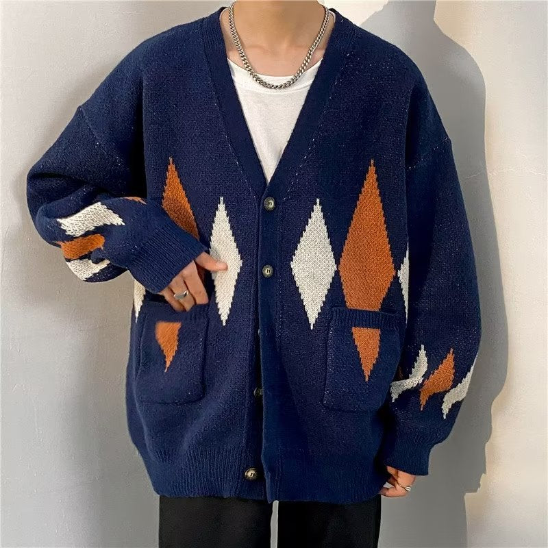 Retro Argyle Cardigan