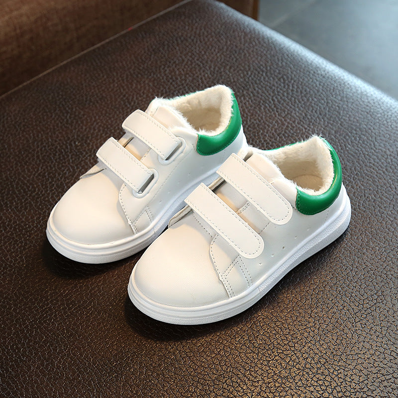 Kids' White Strap Sneakers