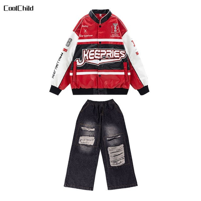 Boys' Leather Jacket & Cargo Set