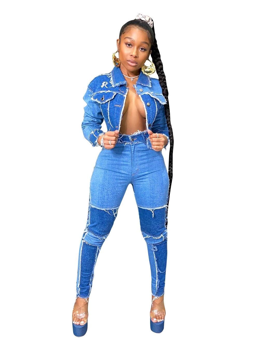 Patchwork Denim Set