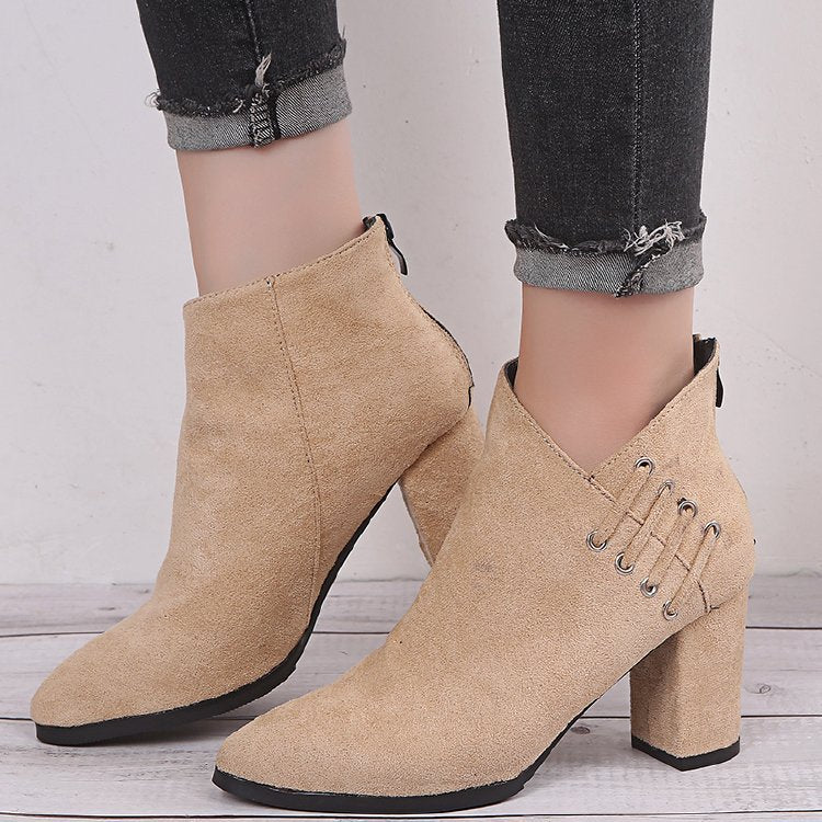 Pointed Suede Ankle Boots