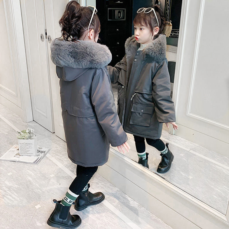 Girls' Fleece-Lined Hooded Coat