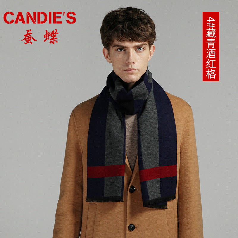 Men's Plaid Cashmere-Feel Scarf