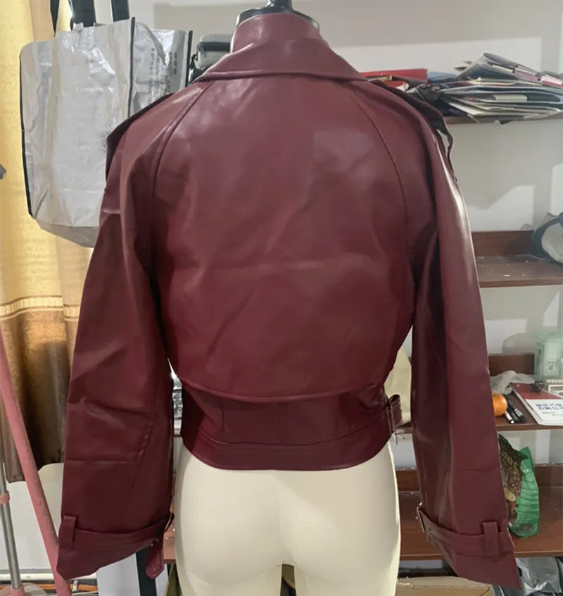 Cropped Faux Leather Jacket