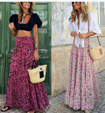 High-Waist Printed Skirt
