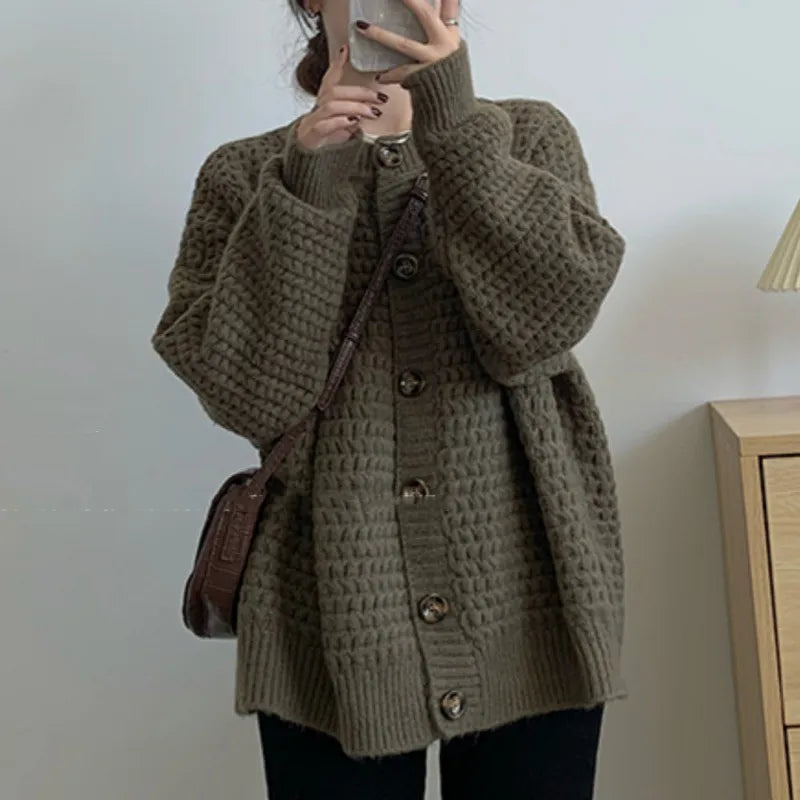 Single-Breasted Sweater Coat