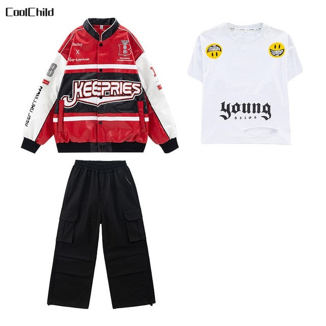 Boys' Leather Jacket & Cargo Set