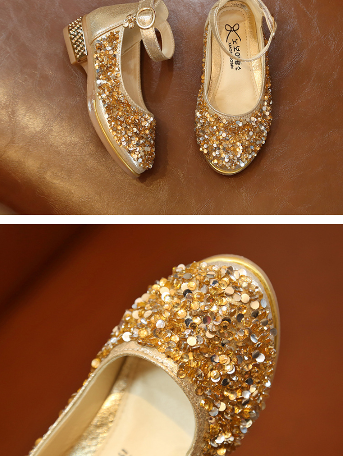 Girls' Glitter Ankle Strap Shoes