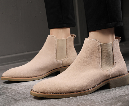 Men's High-Top Leather Chelsea Ankle Boots