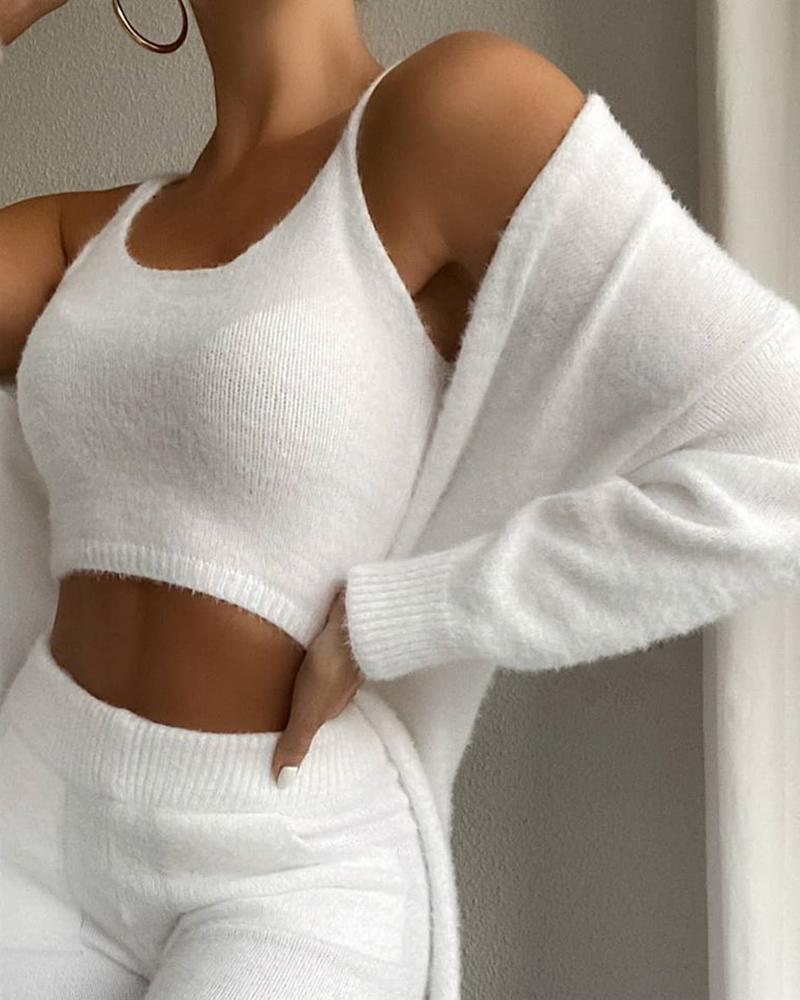Plush Vest & Wide-Leg Pants Set