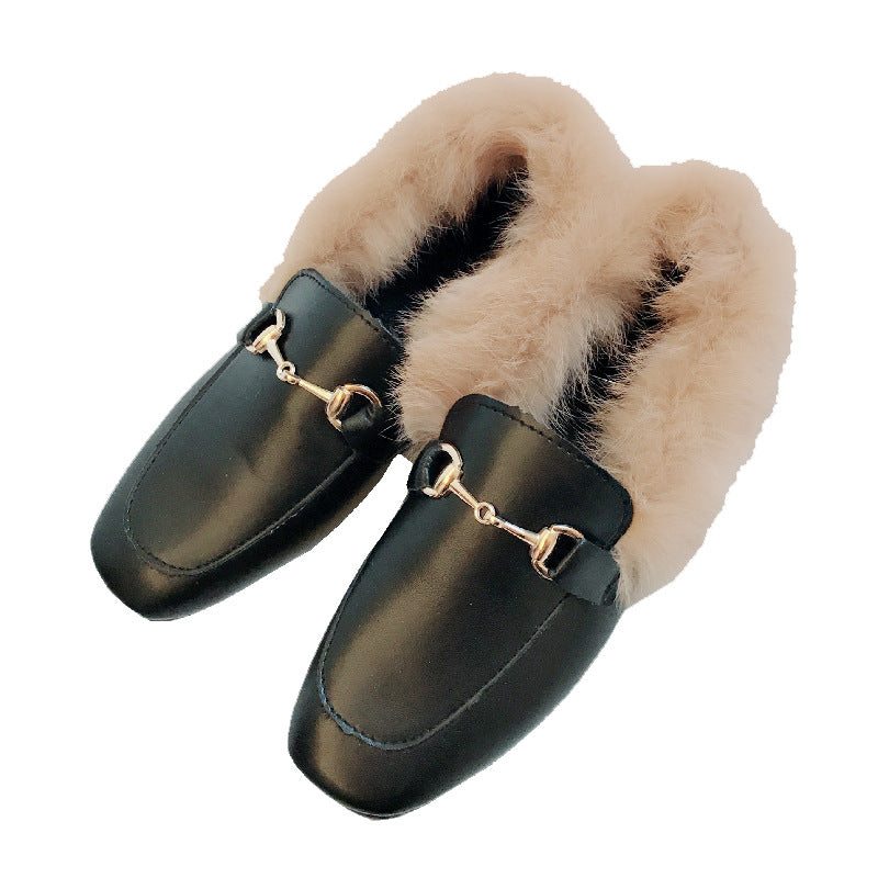 Faux Fur Lined Bow Loafers