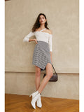 Houndstooth Asymmetric Skirt