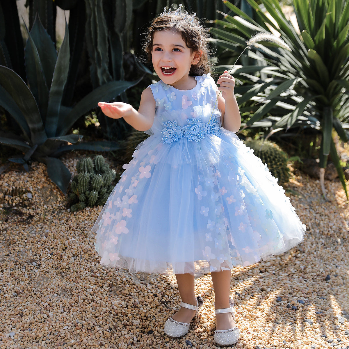 Girls' 3D Flower Tutu Dress