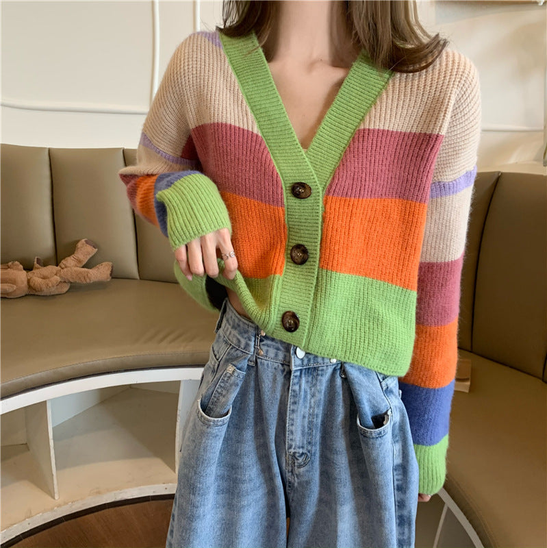 Retro Rainbow Knit Jacket