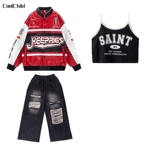 Boys' Leather Jacket & Cargo Set