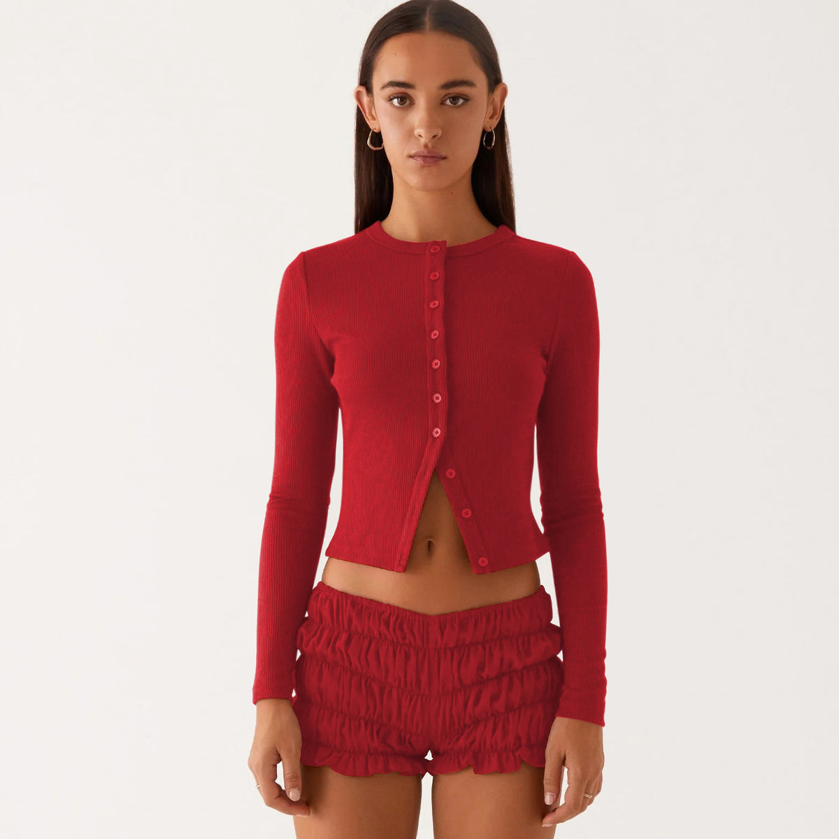 Ribbed Button Cardigan