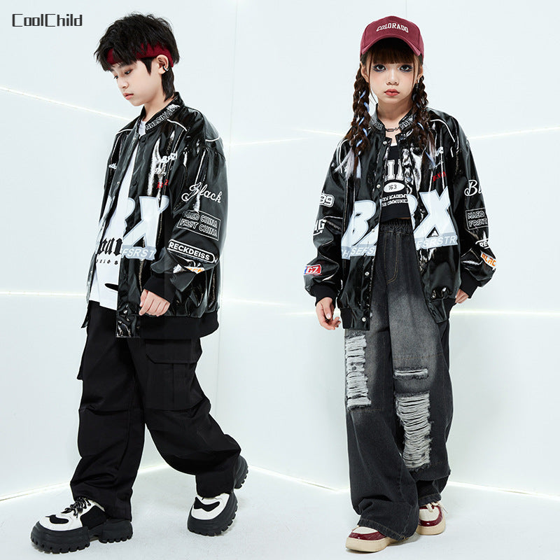 Boys' Leather Jacket & Cargo Set