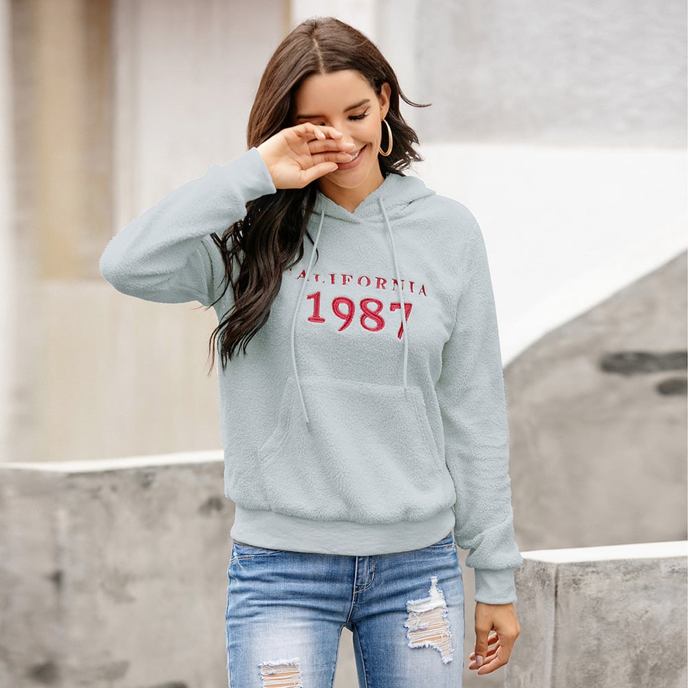 Embroidered Plush Hoodie