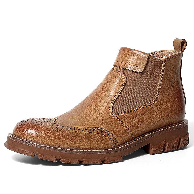 Men's Leather Chelsea Boots - Warm Vintage Style