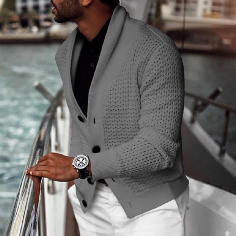 Lapel Long Sleeve Cardigan