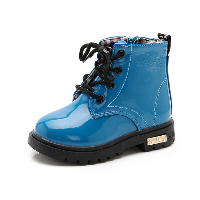 Kids' Patent Lace-Up Boots