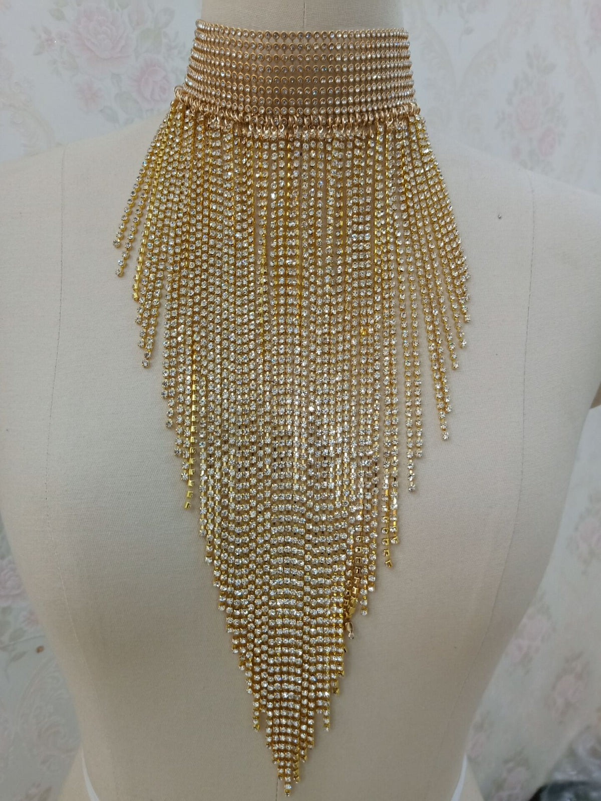 Rhinestone Tassel Choker