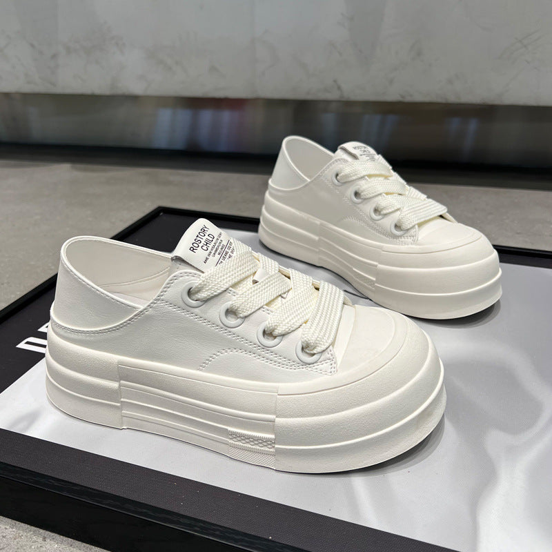 Stylish Thick-Soled White Sneakers for Women