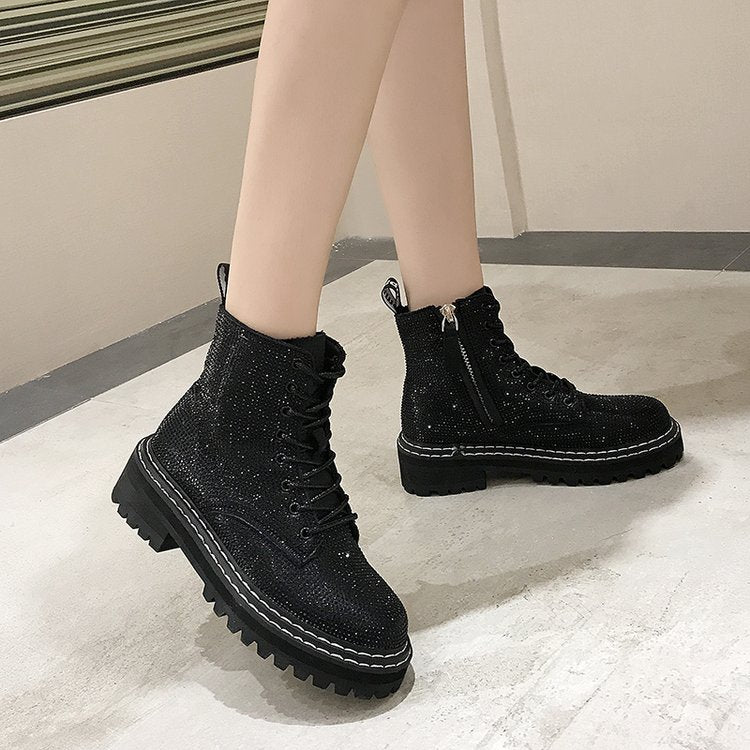 Sparkle Platform Combat Boots