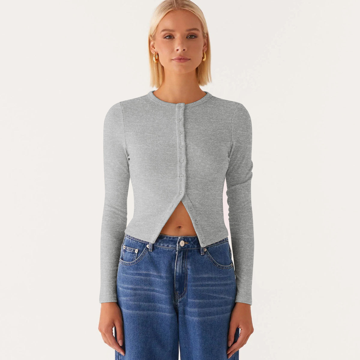 Ribbed Button Cardigan