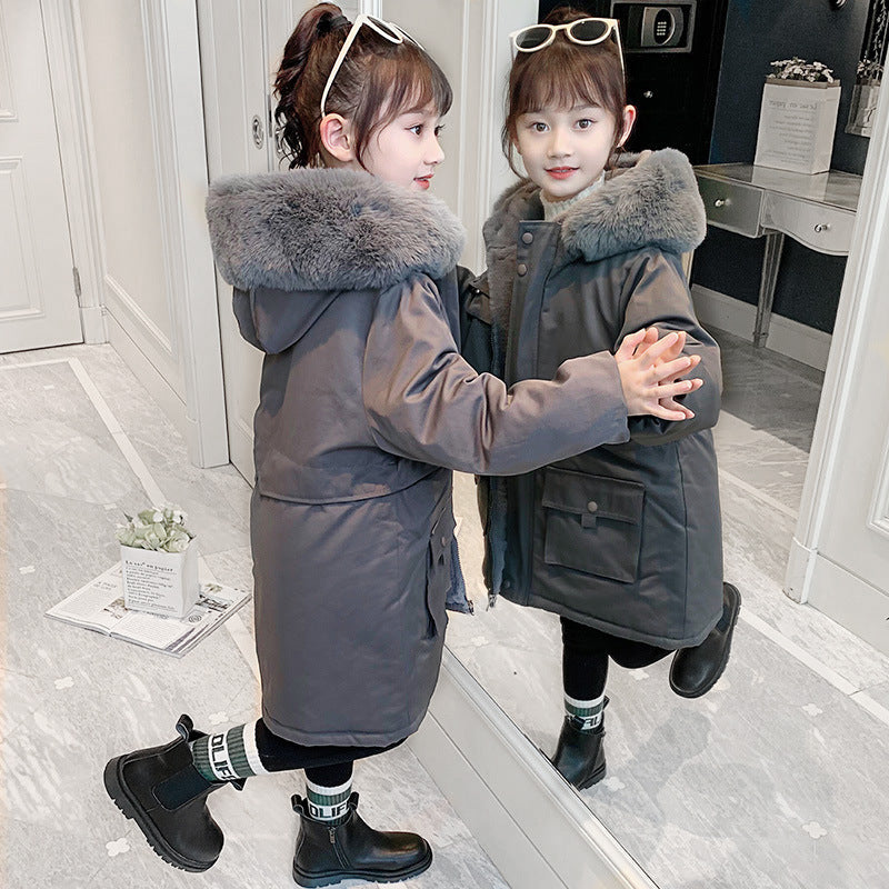 Girls' Fleece-Lined Hooded Coat