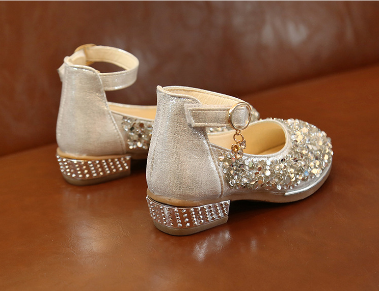 Girls' Glitter Ankle Strap Shoes