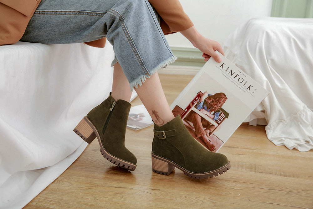 Fashionable Short Heeled Ankle Boots for Women